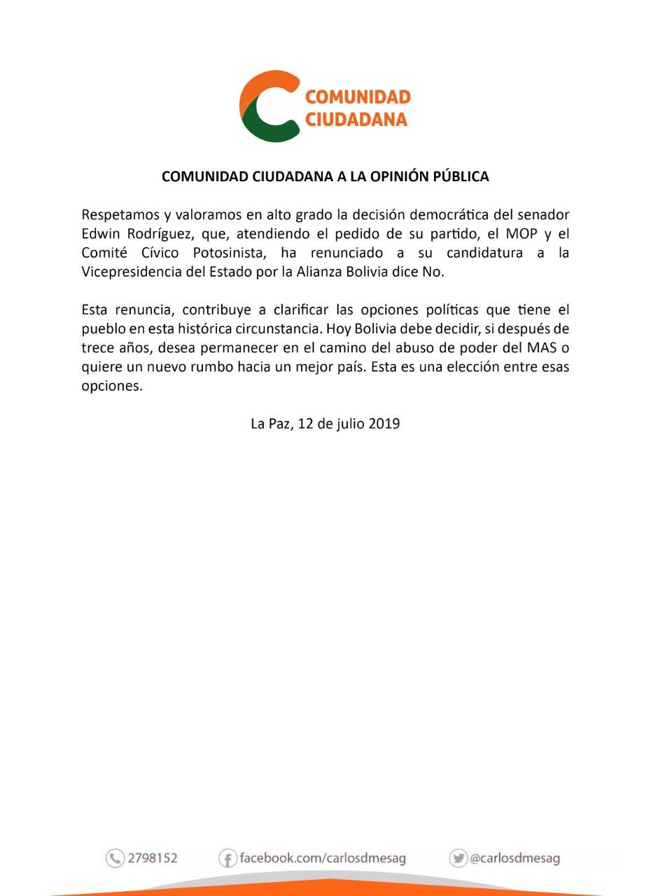 Carta de Carlos Mesa