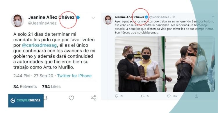 comparación tuits de Áñez