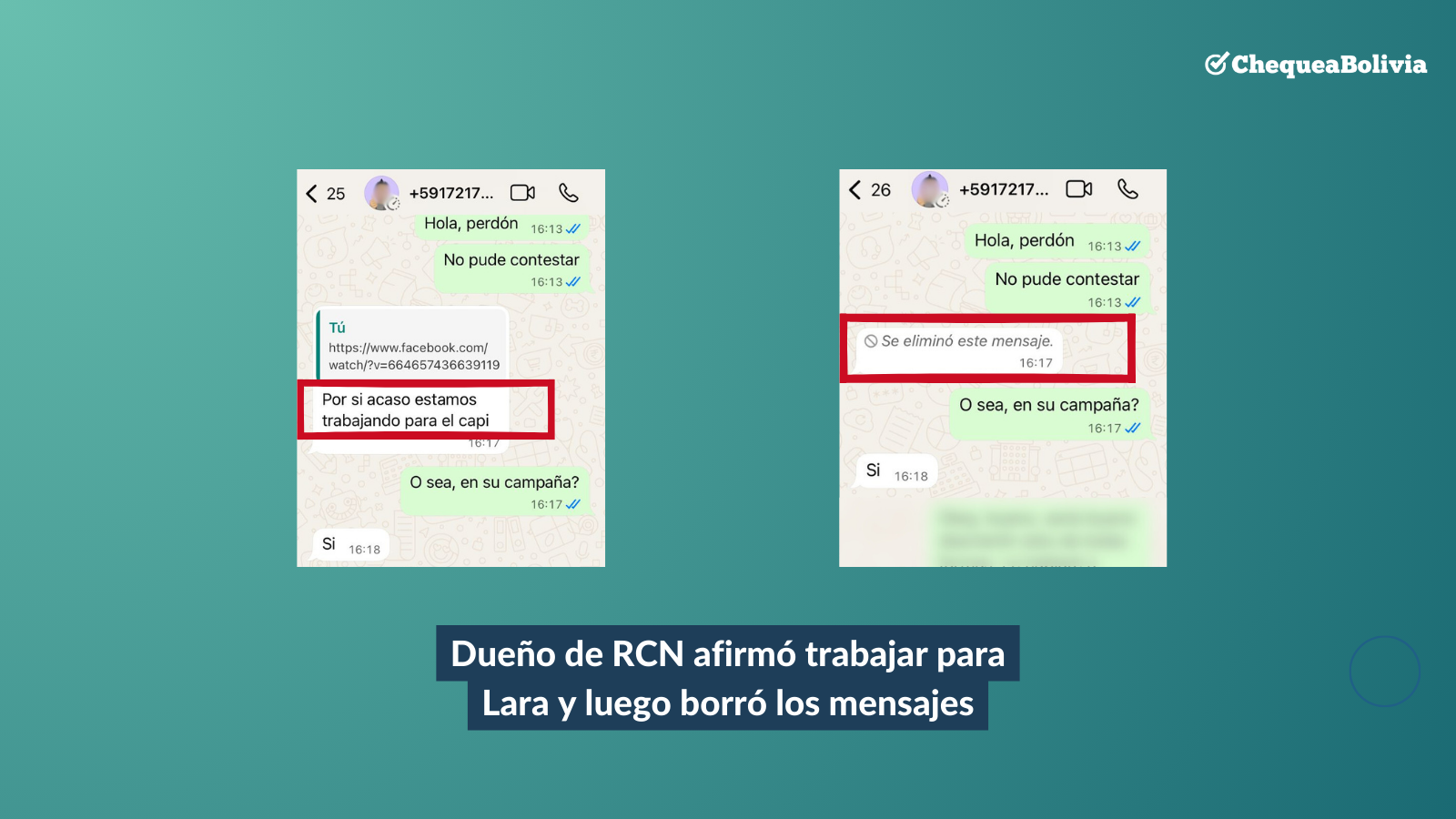 Capturas de los mensajes del dueño de RCN que luego borró