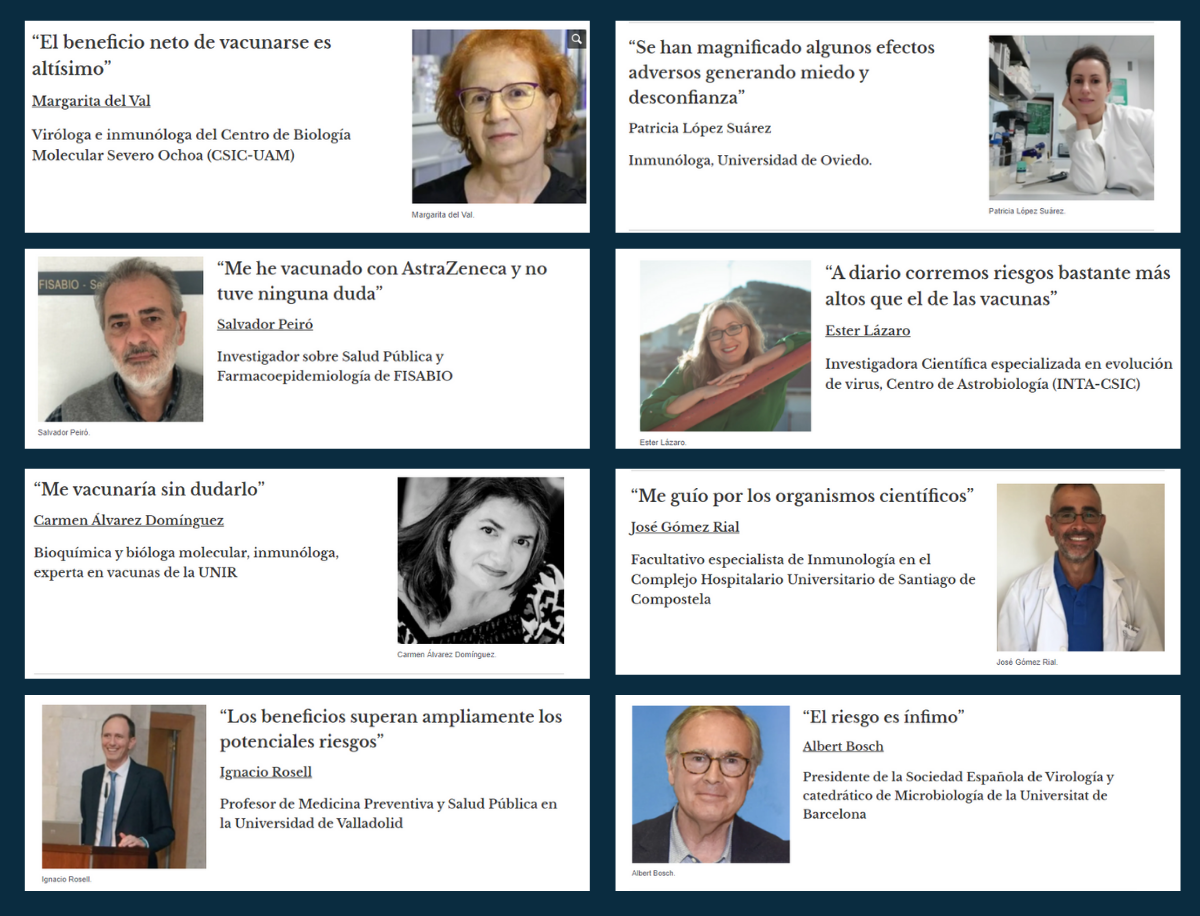 Respuestas de los expertos consultados sobre las vacunas Janssen y AstraZeneca/Oxford.