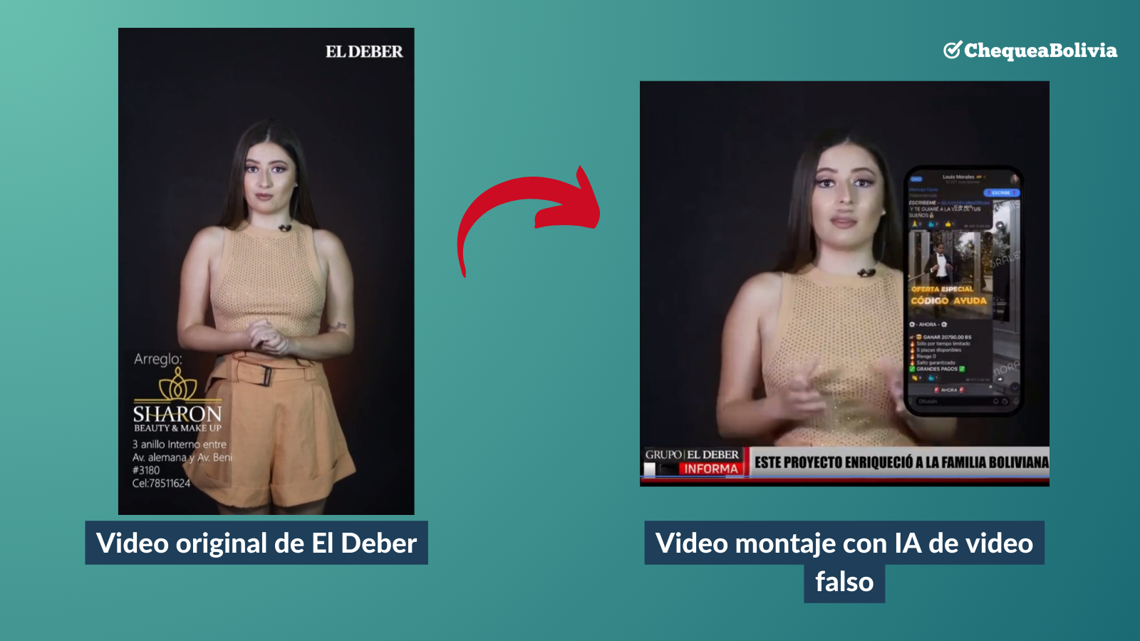 Comparación de video original y falso