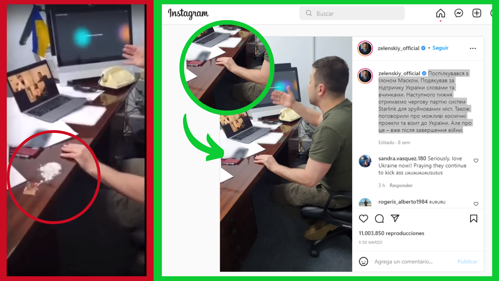 Captura del video montado sobre Zelensky.