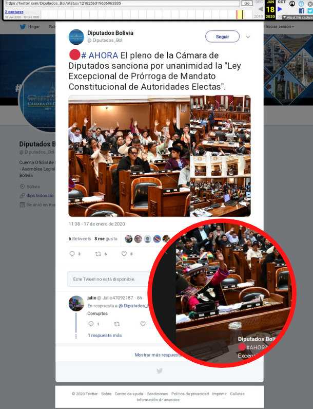 Captura del tuit eliminado que fue recuperado de WayBack Machine.
