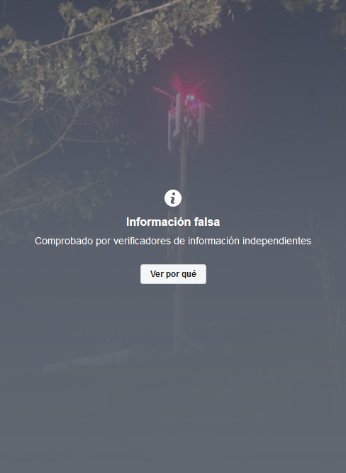 Facebook señalando que la información es falsa.