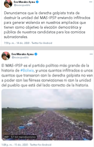 Tuits originales de Morales.