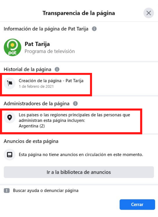 Página falsa de PAT