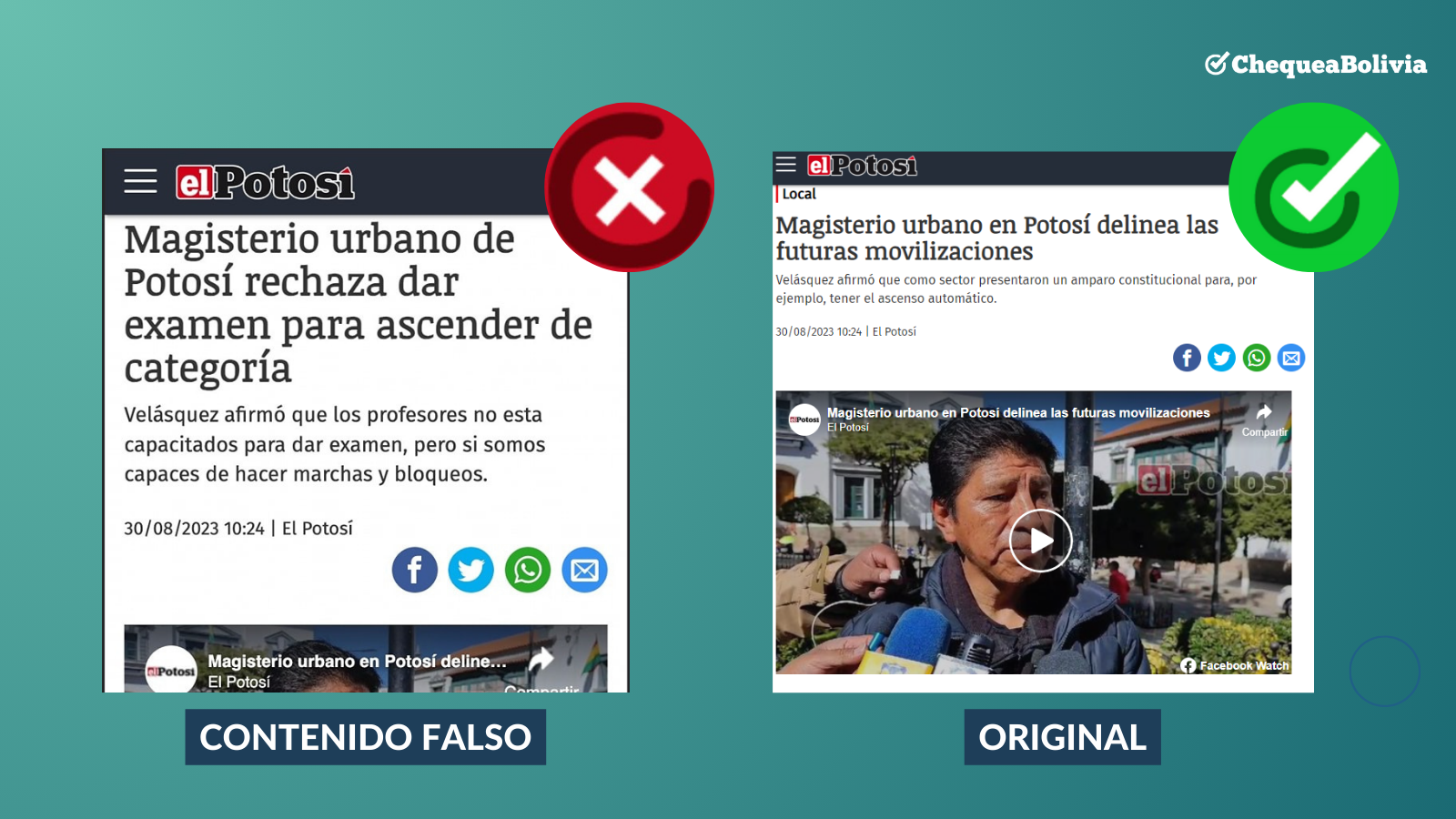 Comparación entre la publciación original y fasla. 