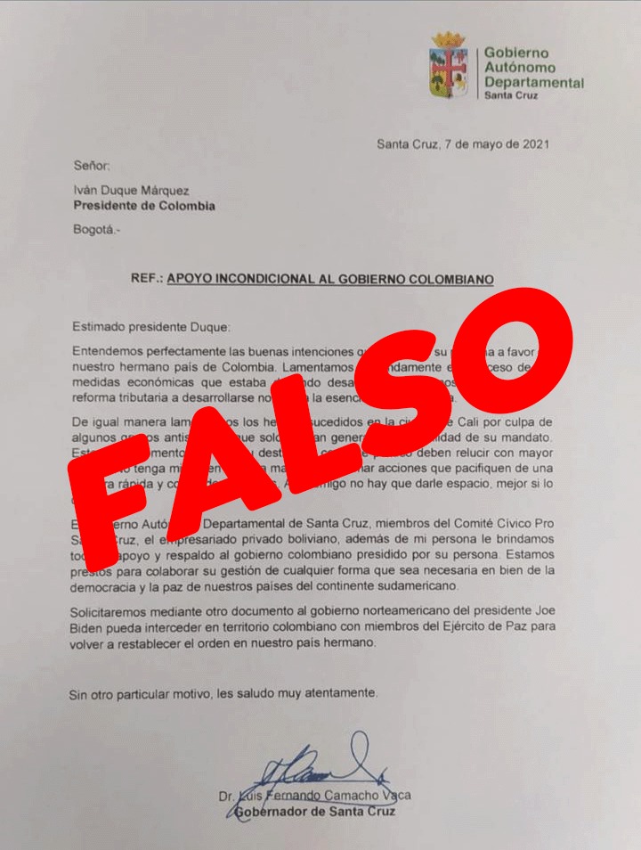 Aclaración de la carta falsa que circula en redes sociales 