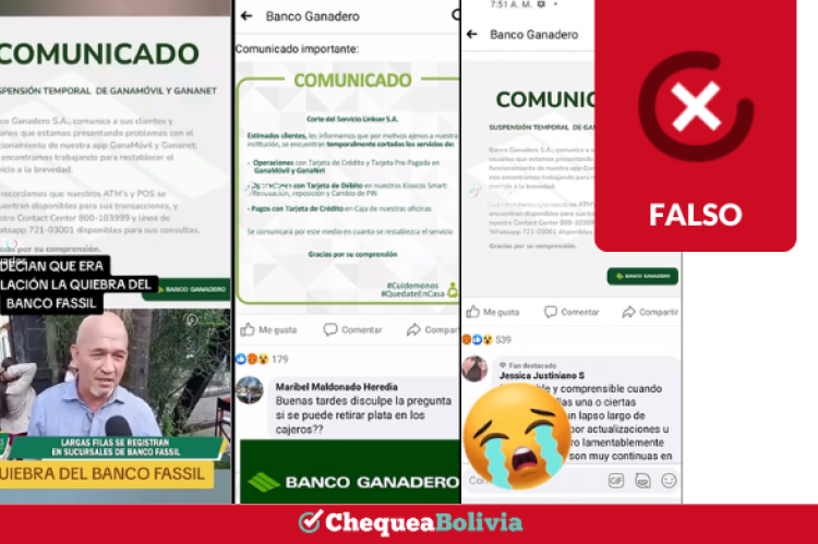 Circulan dos comunicados del Banco Ganadero fuera de contexto, asociados a una supuesta quiebra