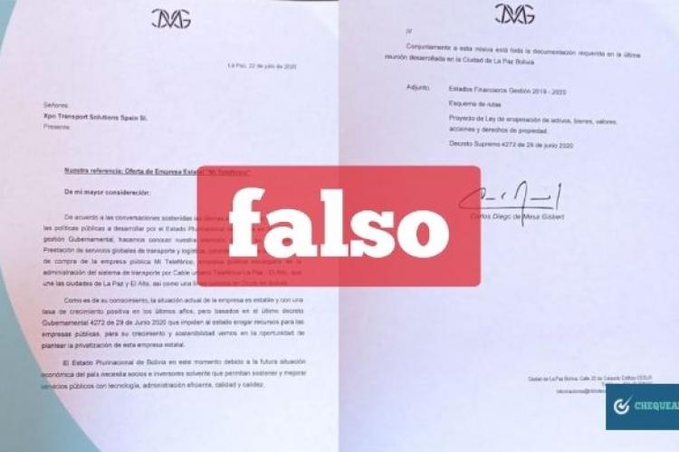 Captura de la carta  con al firma de Mesa que se comparte en Facebook. 