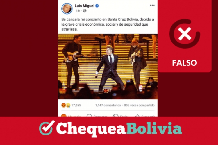 Captura del contenido falso sobre Luis Miguel. 