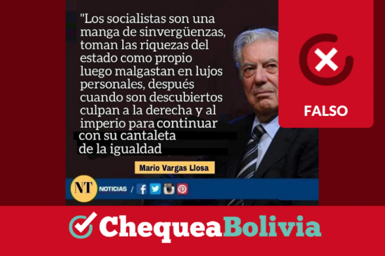 Imagen que se comparte con información falsa sobre Mario Vargas Llosa.