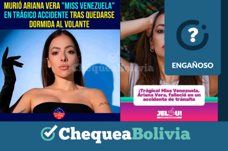 Publicaciones con imágenes con información engañosa sobre Adriana Viera.