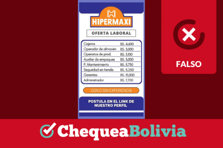 Oferta laboral falsa de Hipermaxi que se viralizó en TikTok.