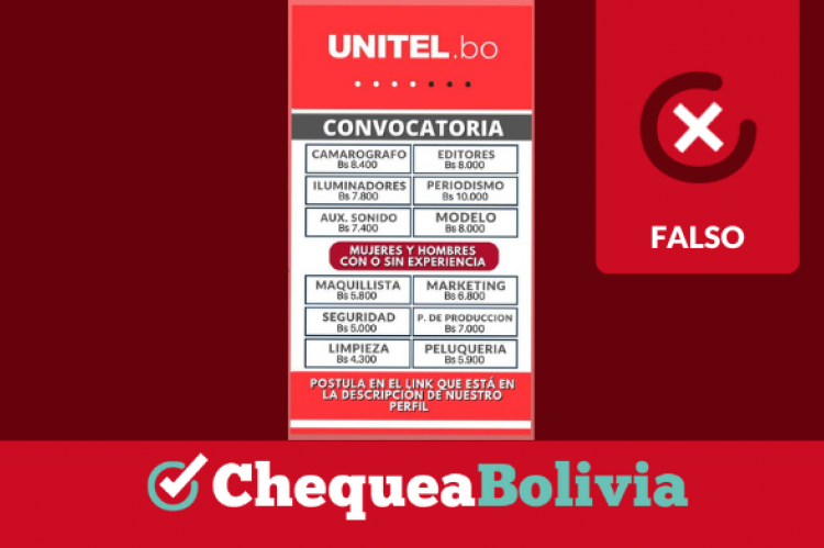 Imagen de la convocatoria laboral falsa de Unitel se viraliza en TikTok.