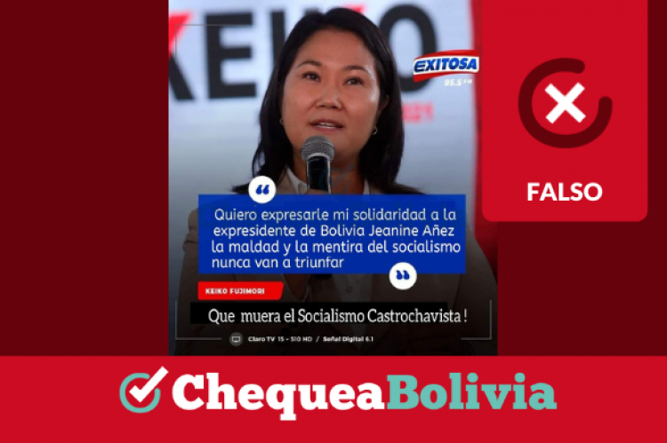 Imagen que circula en Facebook y WhatsApp con información falsa sobre Keiko Fujimori.