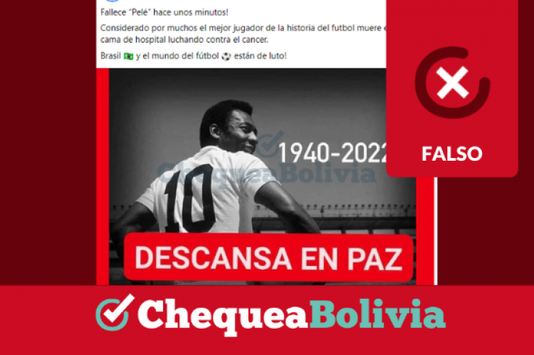 Imagen que circula con información falsa sobre el "fallecimiento" de Pelé.