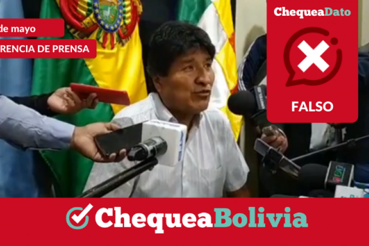 El expresidente Evo Morales durante la conferencia de prensa de hoy. 
