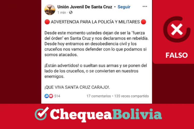 Una captura de la información falsa que circula en redes sociales. 