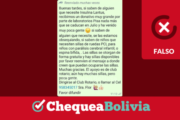 Una captura de la información falsa que circula en redes sociales. 