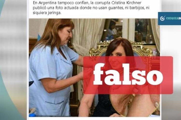 Captura de la publicación que difunde información falsa sobre Cristina Kirchner. 