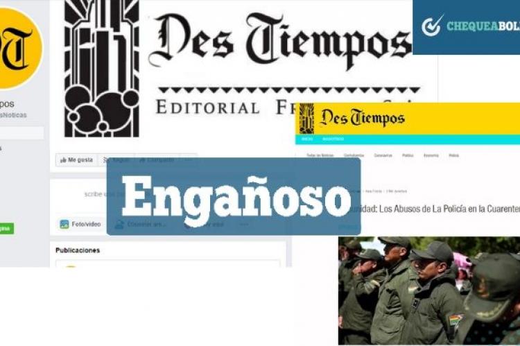 Una composición de la página de Facebook engañosa y del sitio web con el mismo nombre.