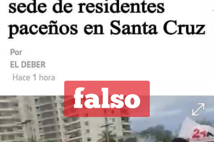 La captura de la noticia falsa que utiliza la marca de El Deber. 