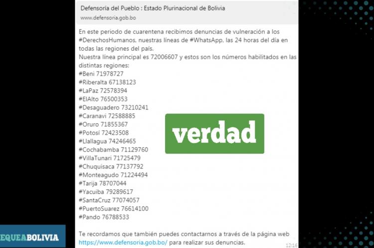 Texto que circula en WhatsApp.