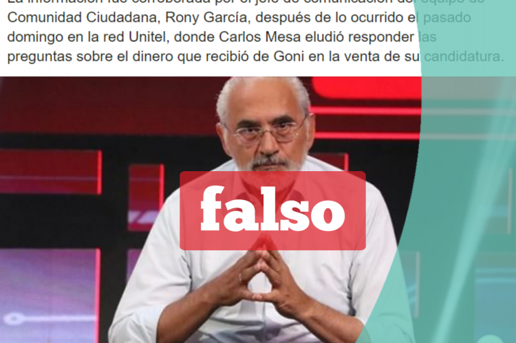 Una captura de la noticia falsa que circula en Facebook. 