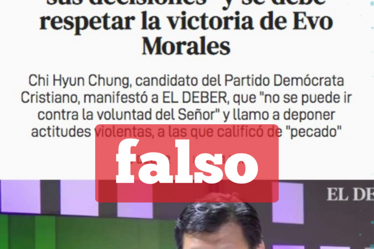 La captura de la noticia falsa que utiliza la marca de El Deber. 