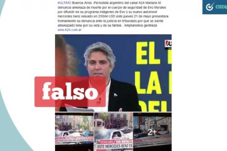 Una captura de la información que circula en Facebook. 