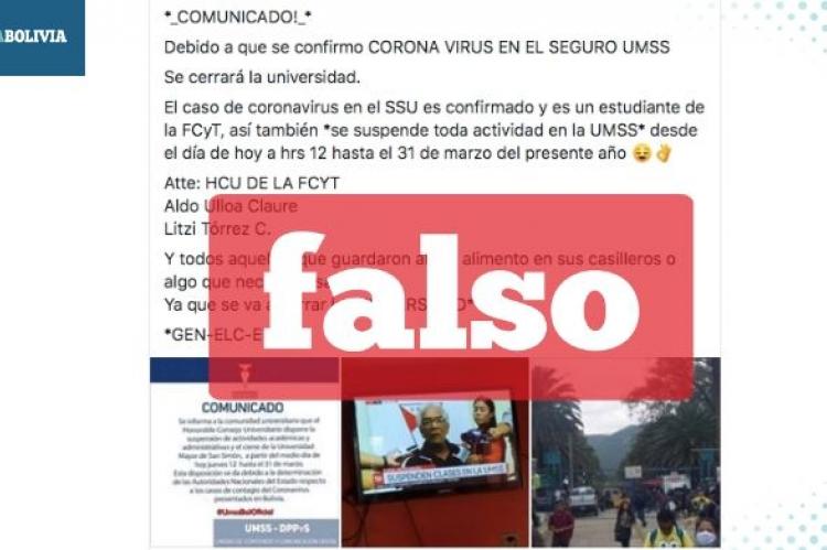 Una captura de la información falsa que circula en redes sociales. 