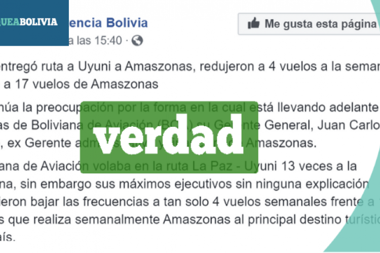 Una captura de la información que circula en Facebook. 