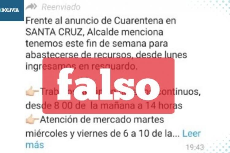 Una captura de la información que circula en WhatsApp. 