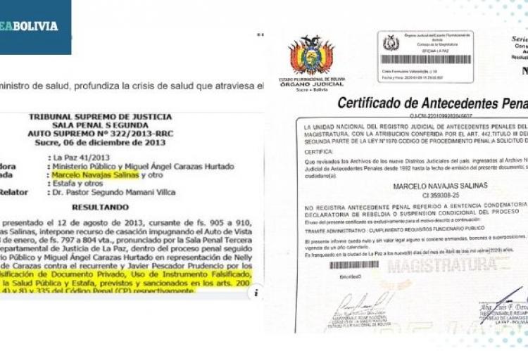 Una composición de la imagen que circuló en redes sociales y el certificado de antecedentes penales. 