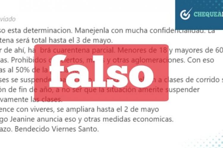 Una captura del mensaje que circula en WhatsApp.  