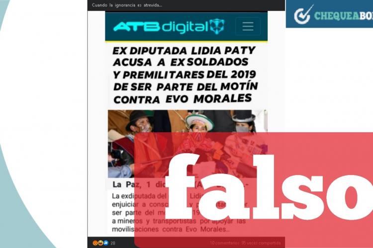 La captura de la publicación que circula en Facebook. 