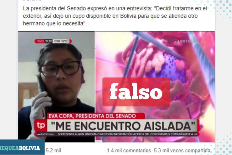 La captura de la publicación que circula en Facebook. 