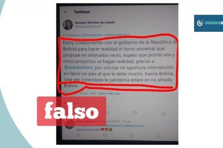 La captura del supuesto tuit del expresidente. 