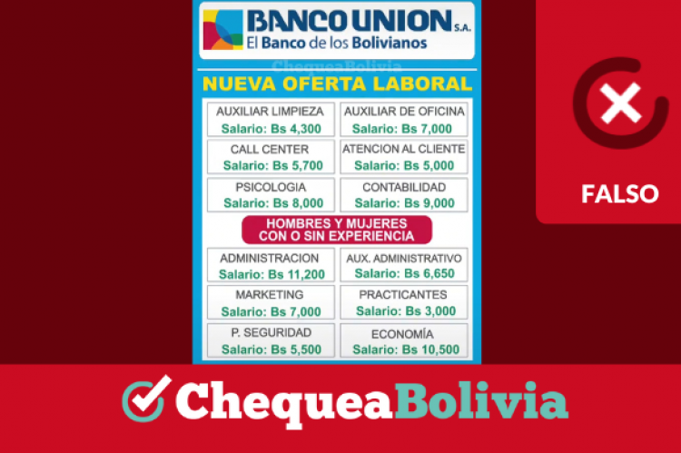 Convocatoria falsa de Banco Unión que circula en TikTok.