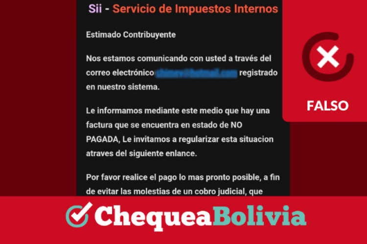 Captura de los correos falsos que se difunden a nombre del SIN.