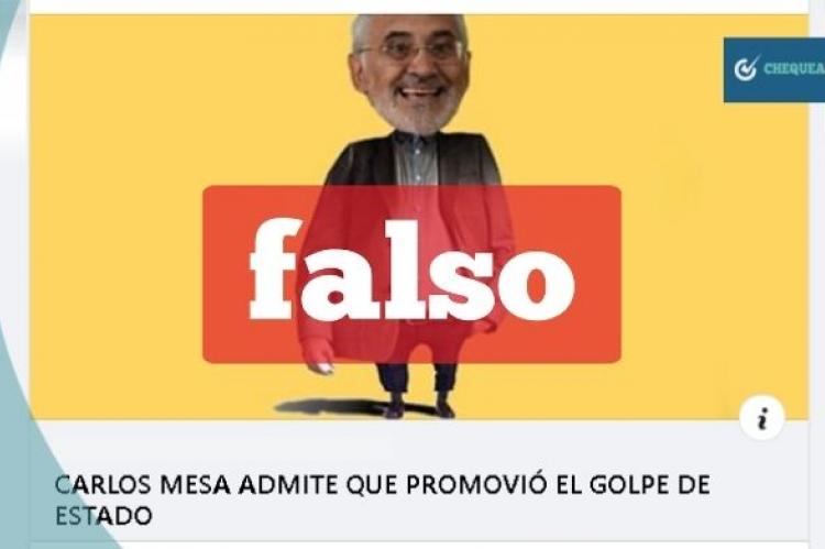 Captura de la publicación que difunde información falsa sobre Carlos Mesa. 