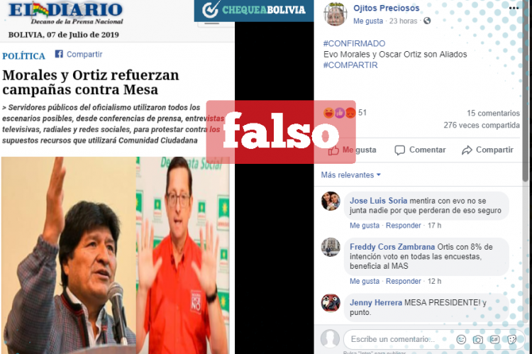 Una captura de la información que circula en Facebook