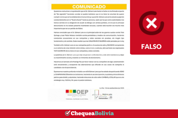 Una captura de la información falsa que circula en las redes sociales. 