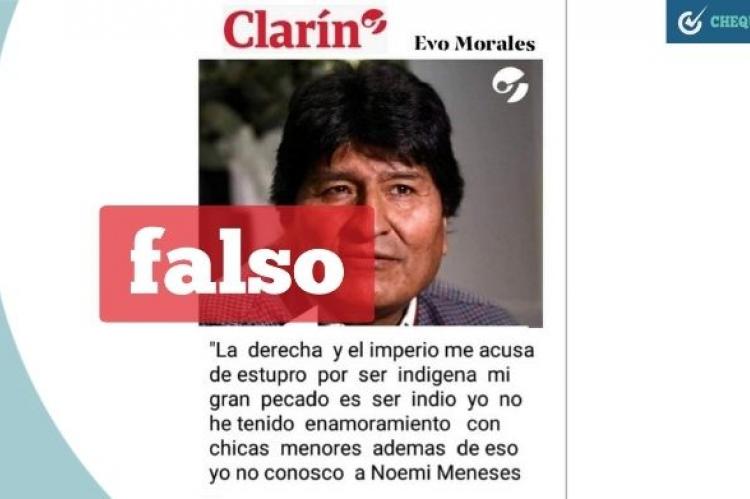 Presunta declaración de Evo Morales en Clarín