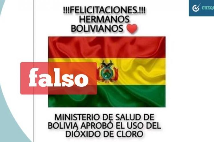 Imagen afirmando que Bolivia aprobó el uso de dióxido de cloro