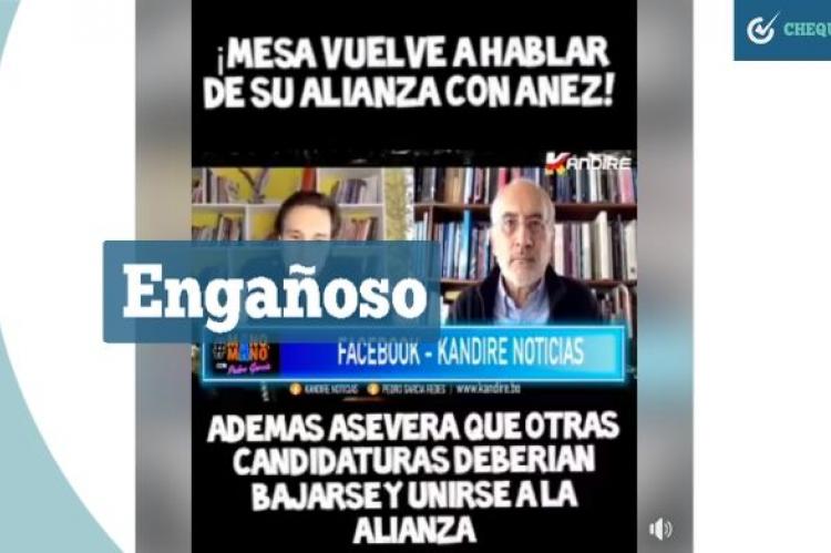 Captura del video en el que Mesa presuntamente anuncia su alianza