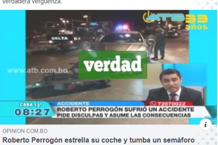 Noticia que circula en Facebook