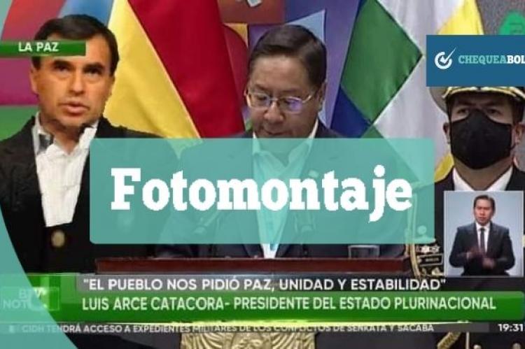 Captura del fotomontaje que muestra a Arce y Quintana juntos, y se comparte en redes sociales. 