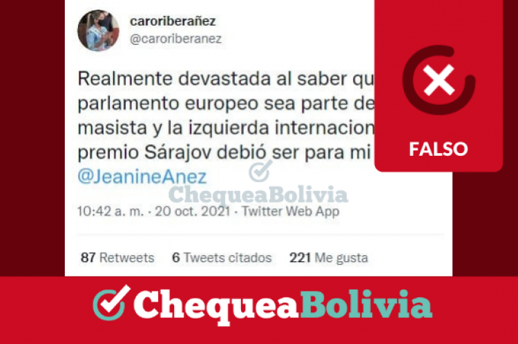 La captura del tuit falso que circula en Facebook. 